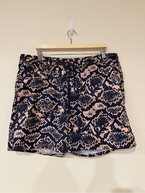 Boohoo Navy & Blush Printed Drawstring Shorts 4XL. J037